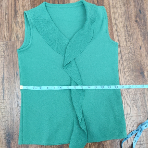 Forest Green Frill Blouse Casual Business Office - Picture 6 of 7